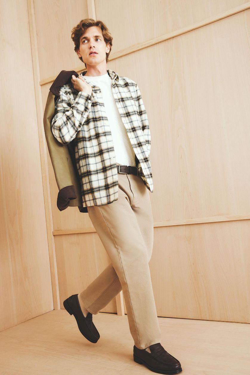 Erkek Açık Lacivert %100 Pamuk Kareli Gömlek