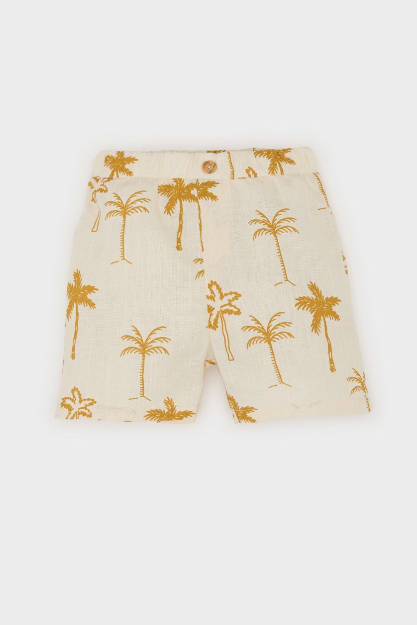 طفل صغير بيج فاتح طقم بيبي اولادي تروبيكال قصة عادية شورت وقميص - قطعتين