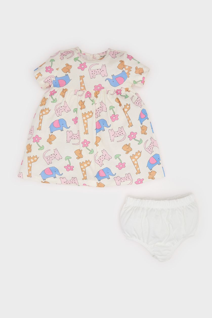 BABY GIRL Ecru Baby Girl Animal Patterned Corduroy Camisole 2 Piece Set