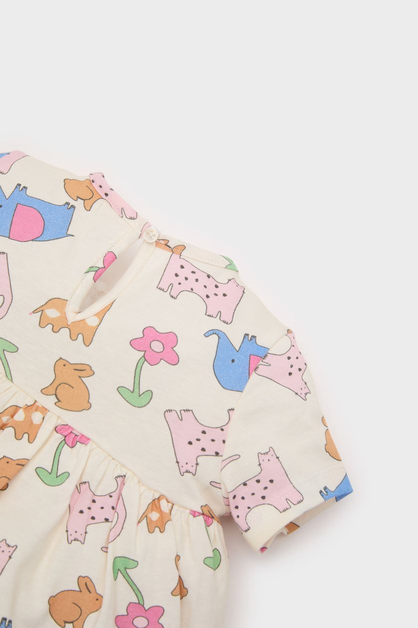 BABY GIRL Ecru Baby Girl Animal Patterned Corduroy Camisole 2 Piece Set