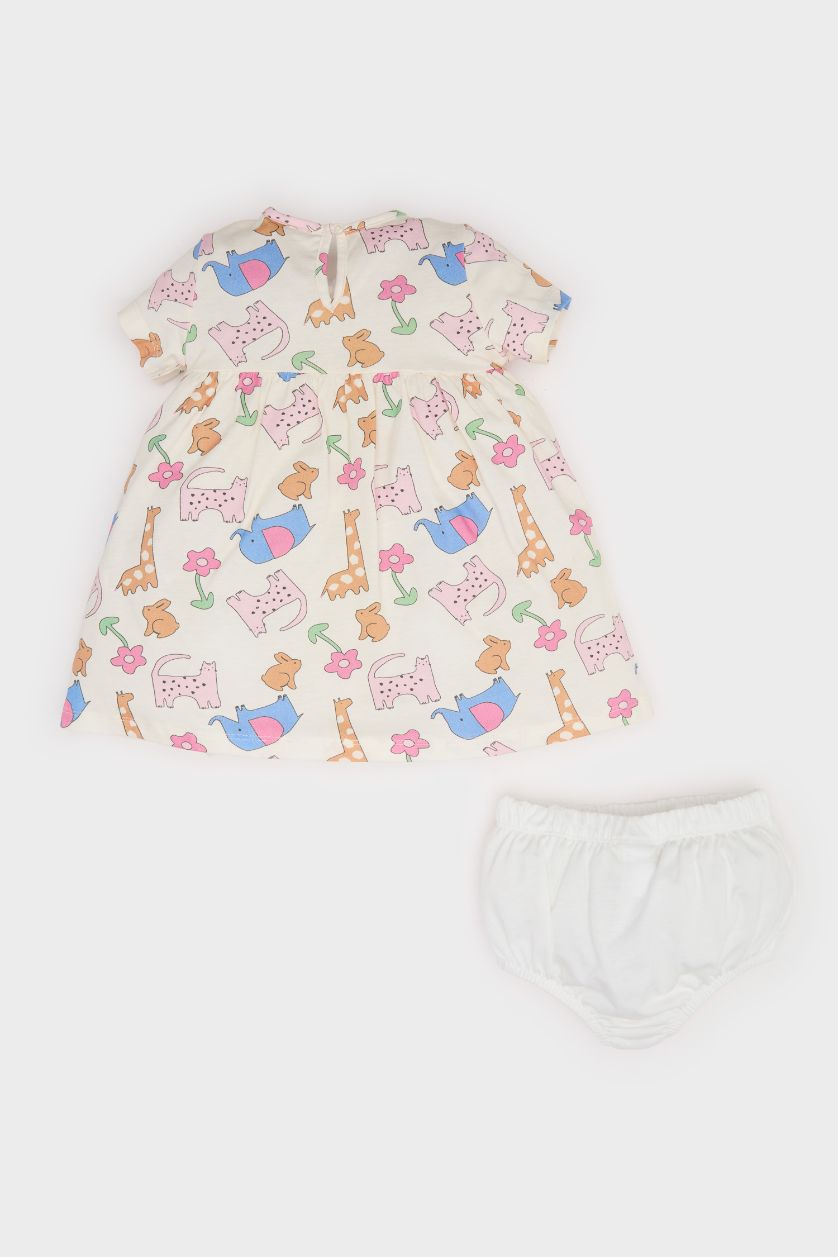 BABY GIRL Ecru Baby Girl Animal Patterned Corduroy Camisole 2 Piece Set
