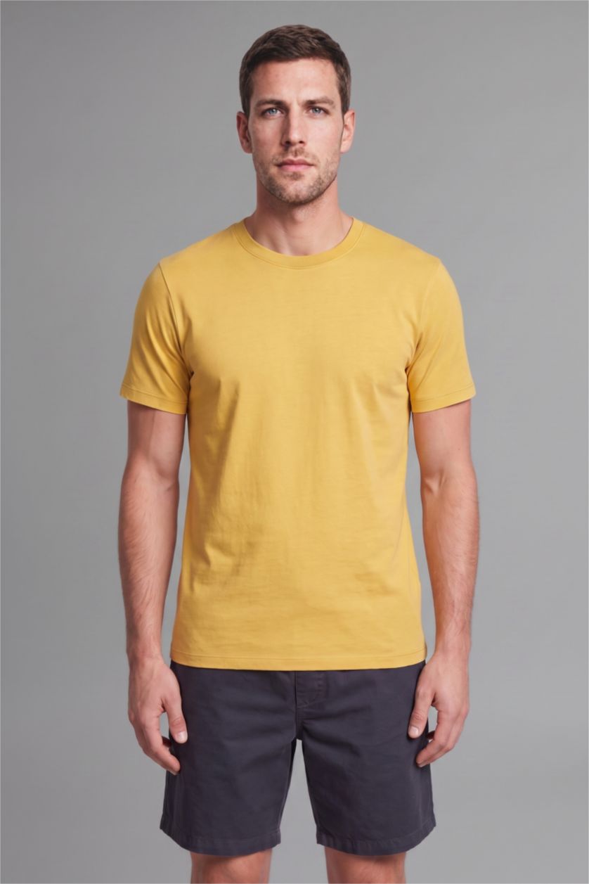 رجال أصفر فاتح Regular Fit Short Sleeve T-Shirt