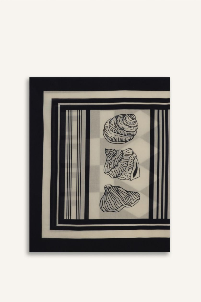 Kadın Siyah Regular Fit Desenli Pamuklu Pareo