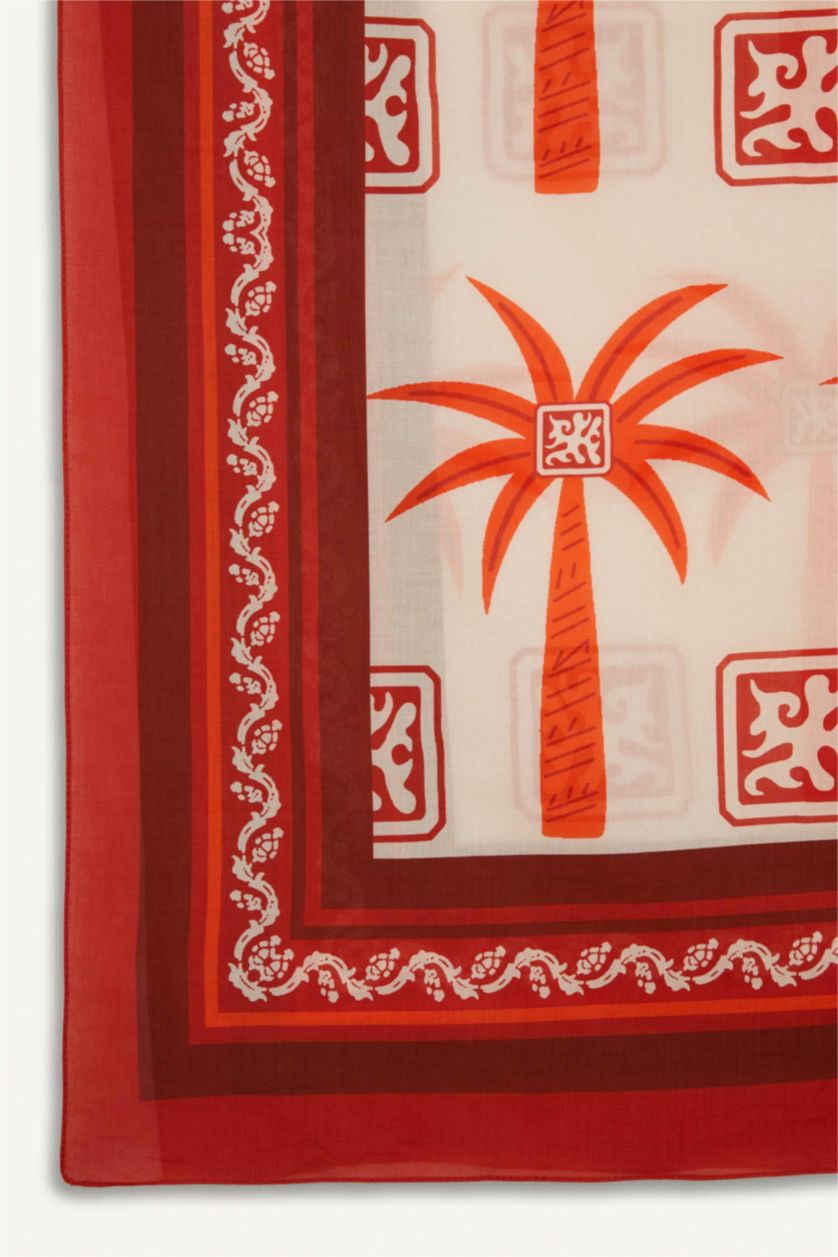 نساء برتقلي غامق لبس بحر قطن بطبعة نخيل قصة عادية من Fall in Love