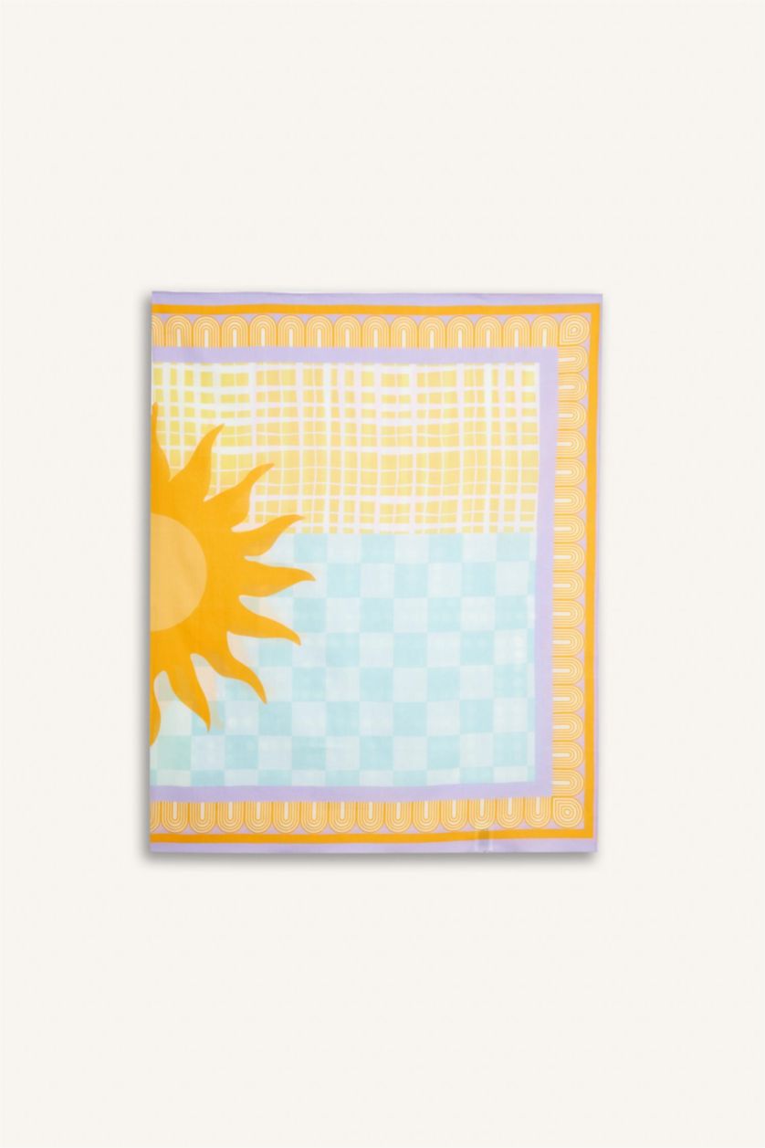 Woman Orange Fall in Love Regular Fit Palm Tree Patterned Cotton Beachwear