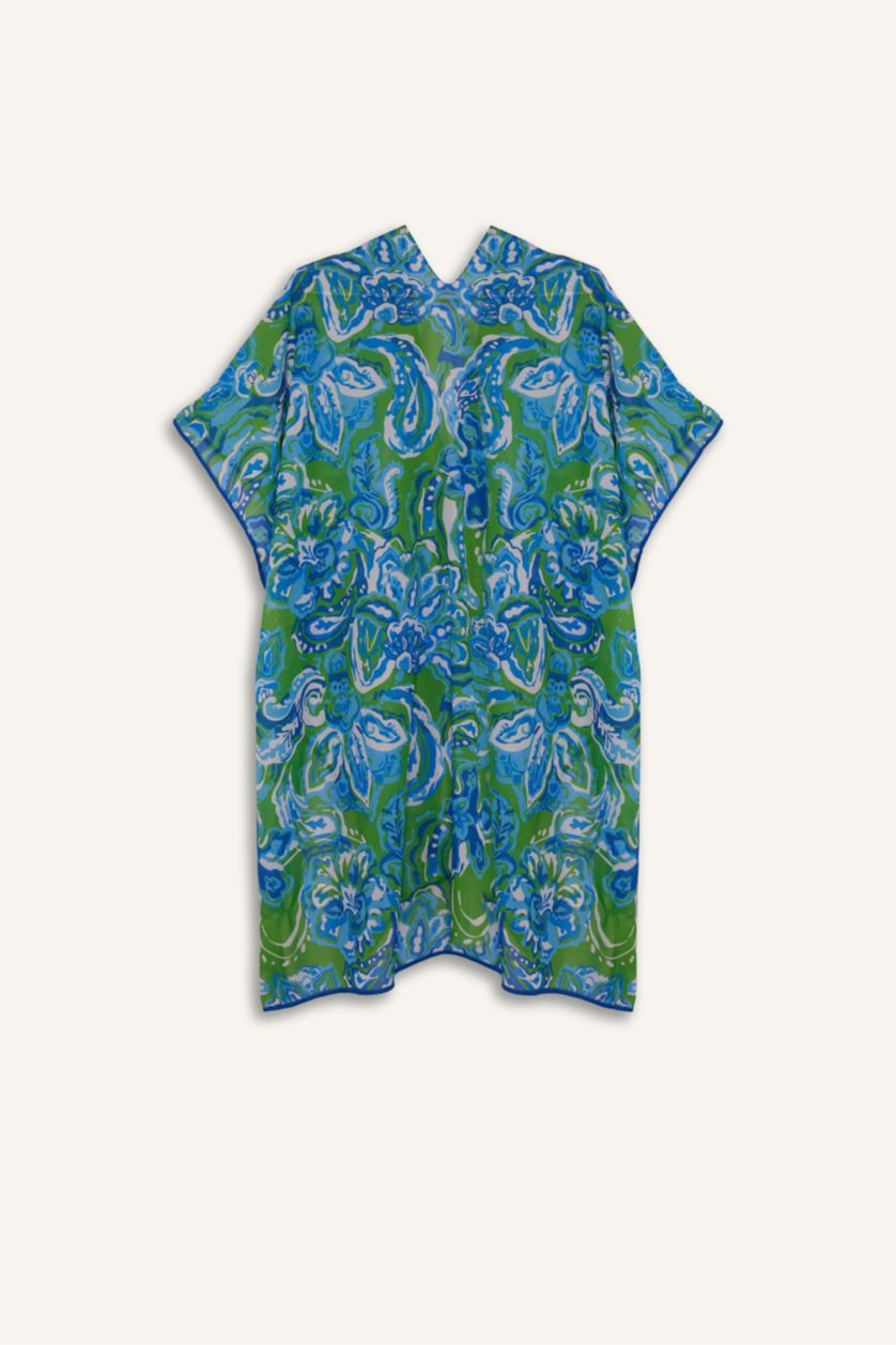 نساء أخضر لباس بحر من شيفون بطبعة تروبيكال قصة عادية