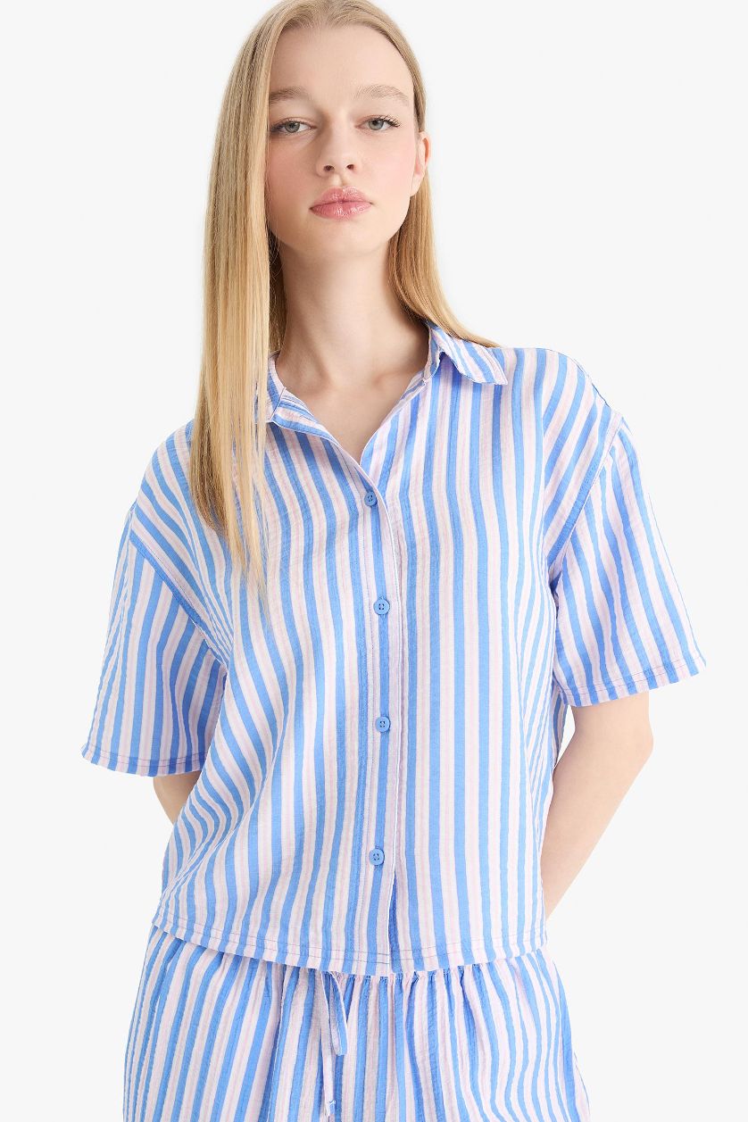 Әйелдерге Көк Coool үлкен пішім Қысқа жеңді көйлек