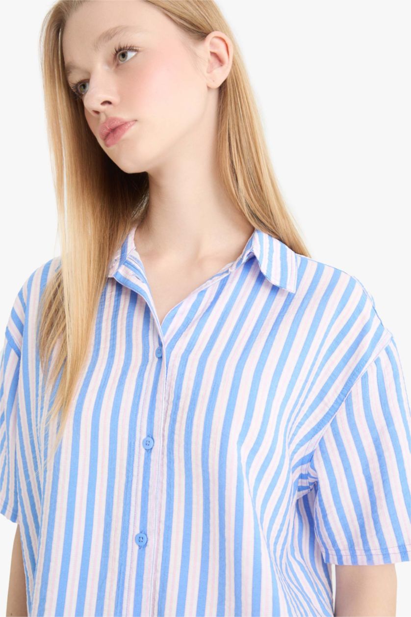 Әйелдерге Көк Coool үлкен пішім Қысқа жеңді көйлек