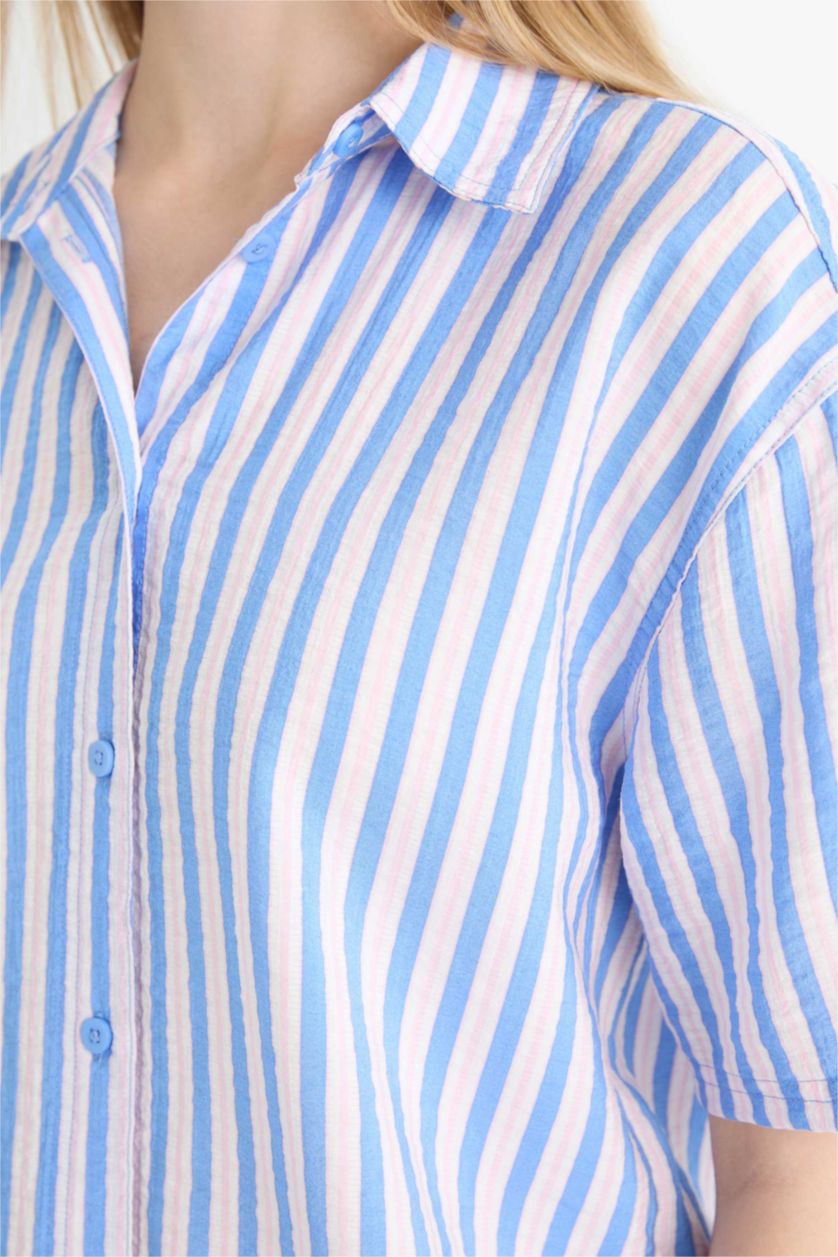 Әйелдерге Көк Coool үлкен пішім Қысқа жеңді көйлек