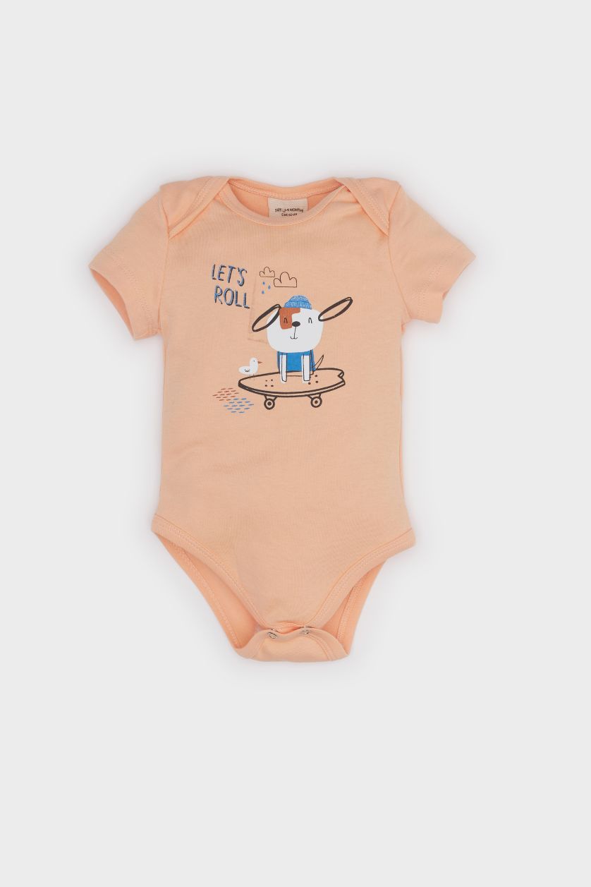 Baby Boy Salmon Baby Boy Short Sleeve Short Sleeve Snap Body