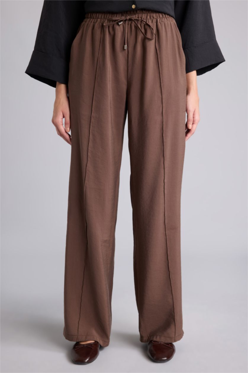 Женщины Светло коричневый High Waist Wide Leg Trousers
