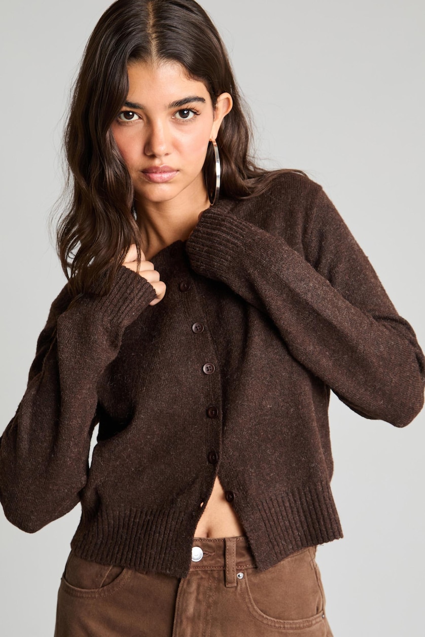 نساء بني Slim Fit Cardigan