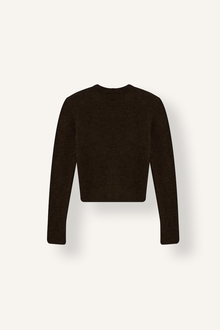 FEMME Marron Cardigan en maille boutonné à col rond Coupe slim