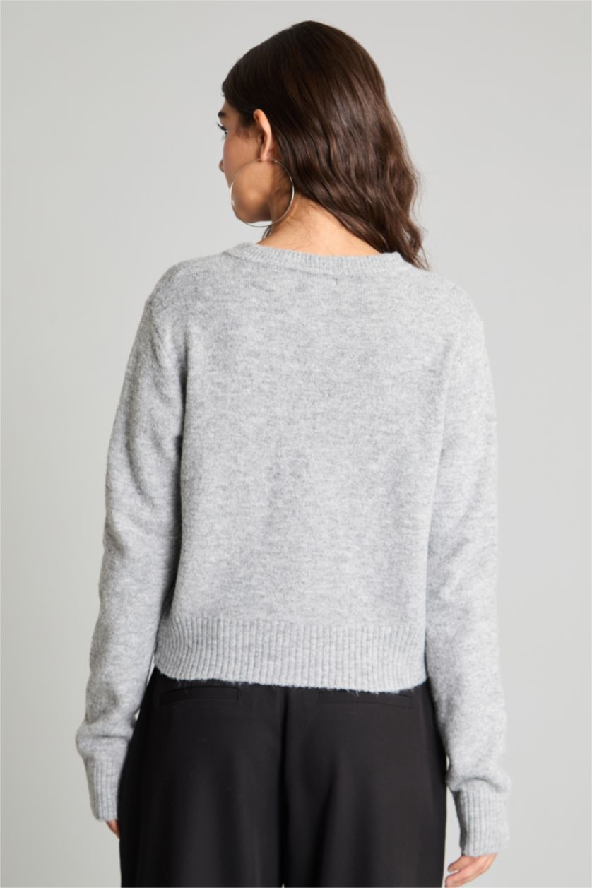 Kadın Koyu Gri Slim Fit Hırka