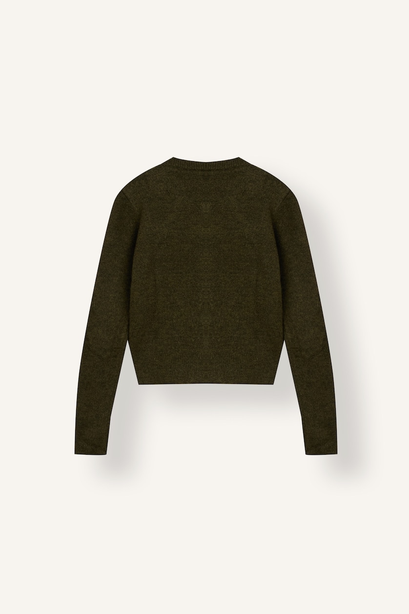 FEMME Kaki Gilet kaki à col rond Coupe slim