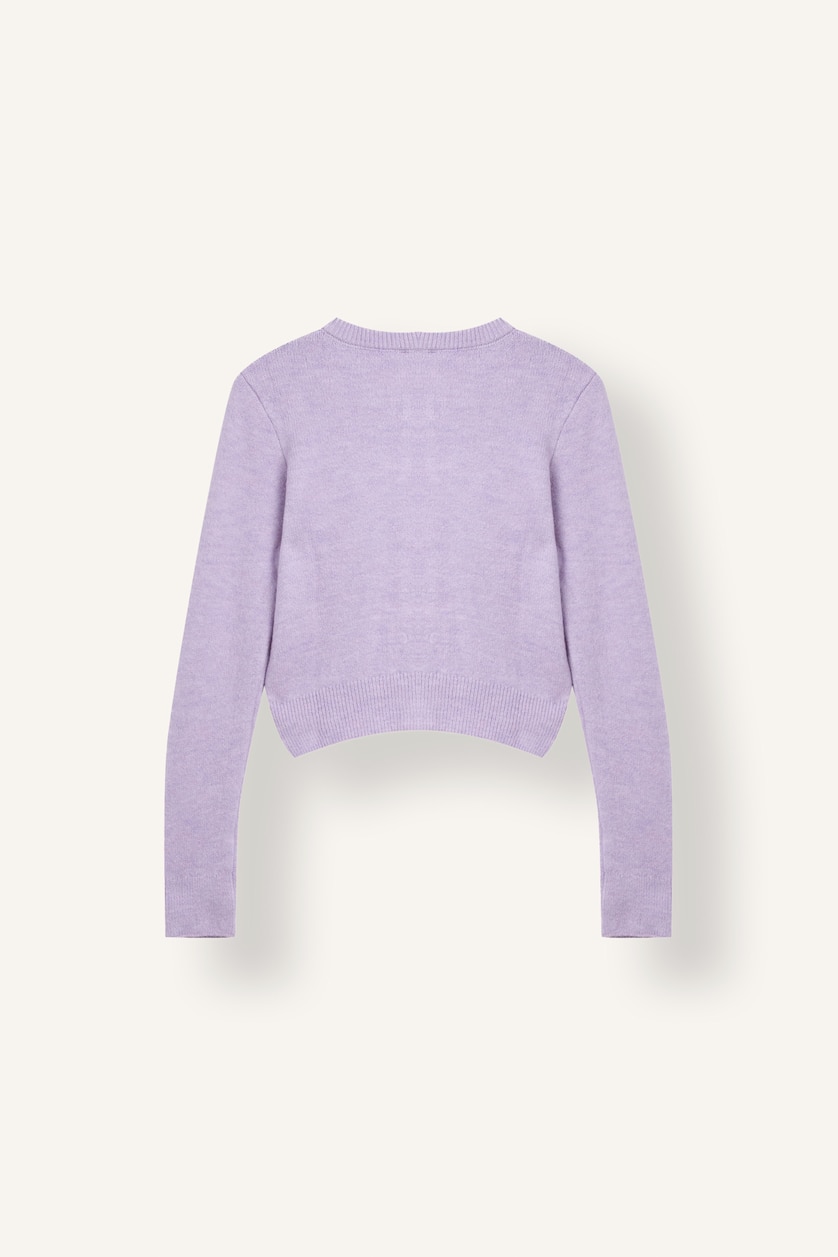 WOMAN Lilac Slim Fit Soft Fabric Crew Neck Buttoned Cardigan