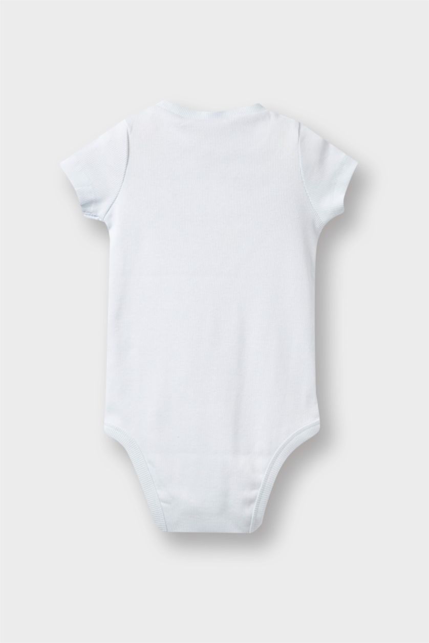 طفلة صغيرة أزرق فاتح طقم بيبي بناتي شورت وتيشيرت مضلع قصة عادية - قطعتين