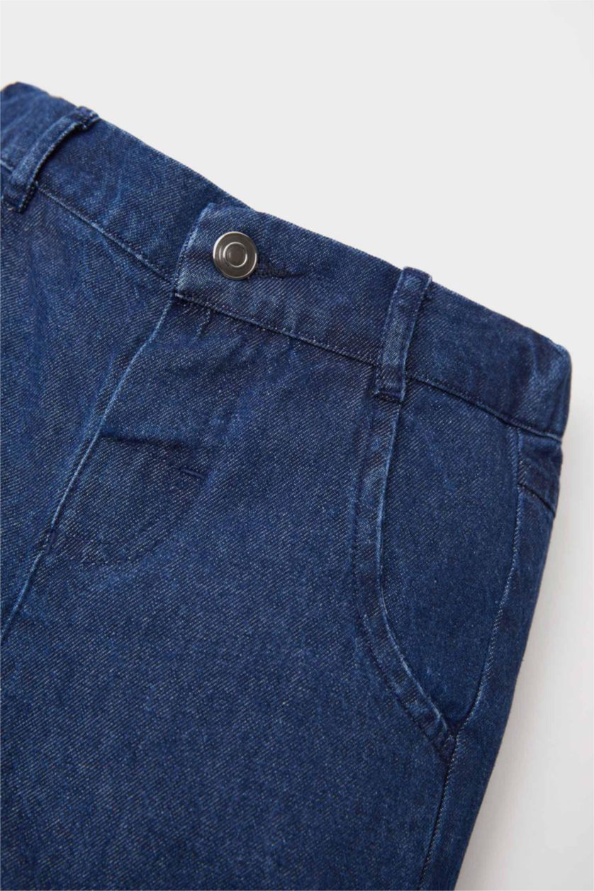 Erkek Bebek Mavi Basic Düz Jean Şort Erkek Bebek