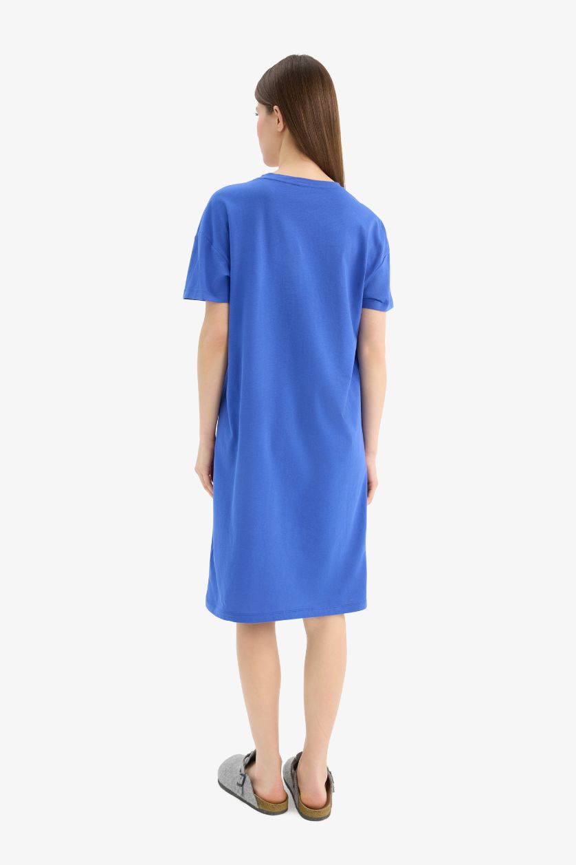 نساء أزرق فاقع فستان قصة عادية برقبة مستديرة من Fall in Love