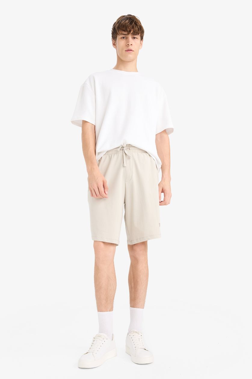 MAN Sand Slim Fit Sweatshirt Fabric Shorts