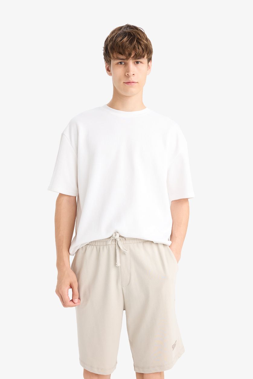 MAN Sand Slim Fit Sweatshirt Fabric Shorts