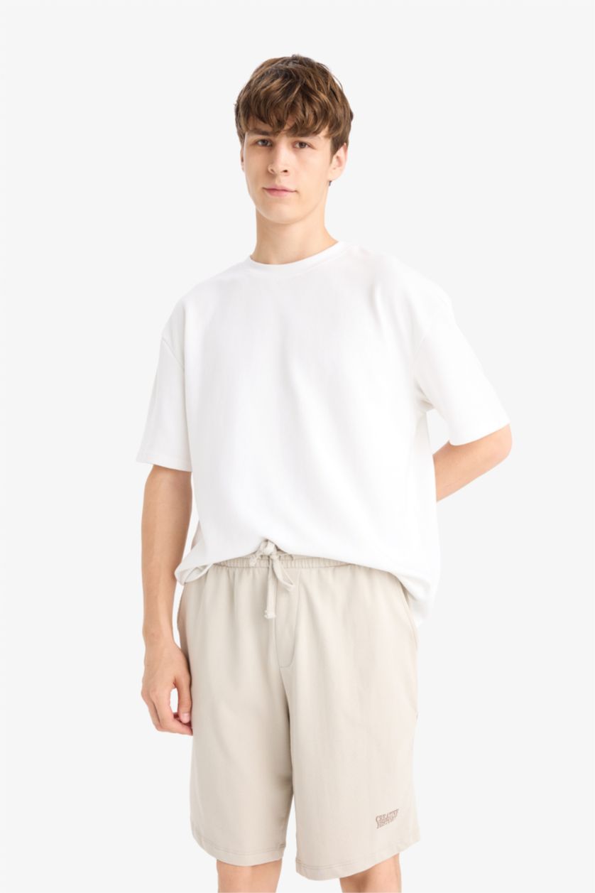 MAN Sand Slim Fit Sweatshirt Fabric Shorts