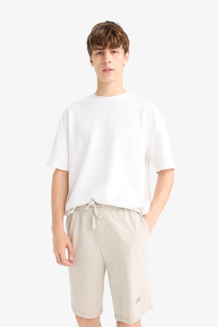 MAN Sand Slim Fit Sweatshirt Fabric Shorts