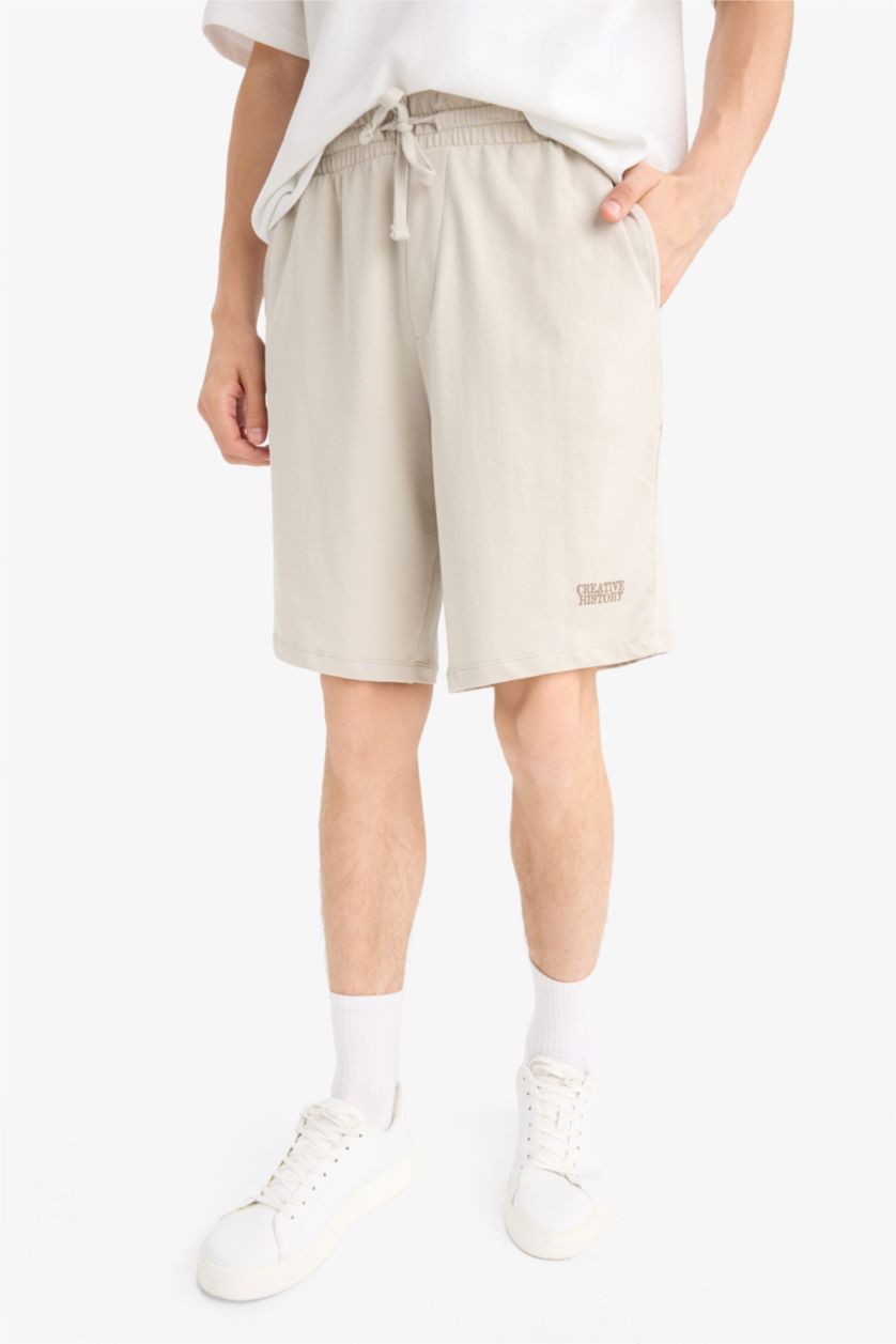 MAN Sand Slim Fit Sweatshirt Fabric Shorts