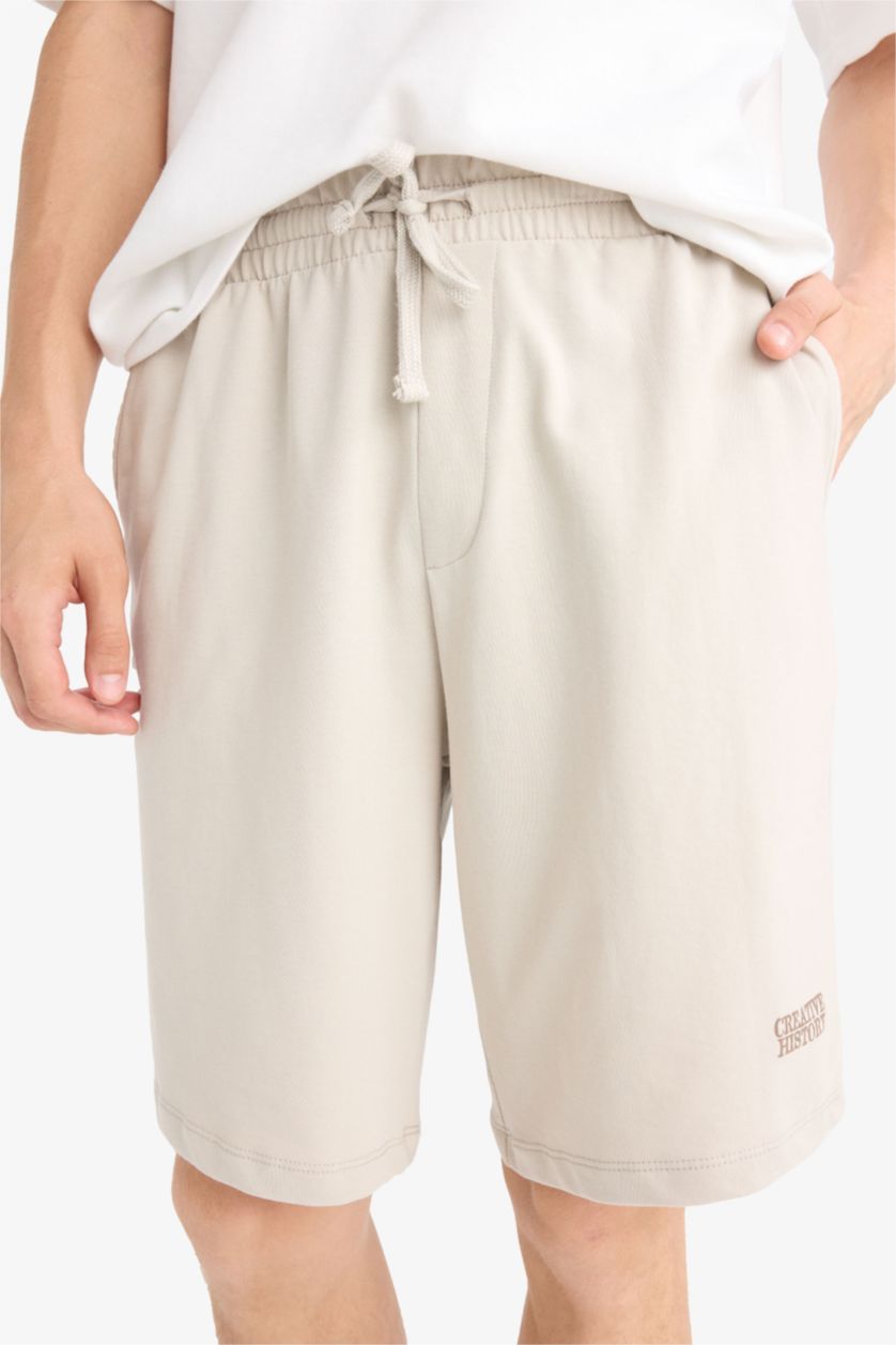 MAN Sand Slim Fit Sweatshirt Fabric Shorts