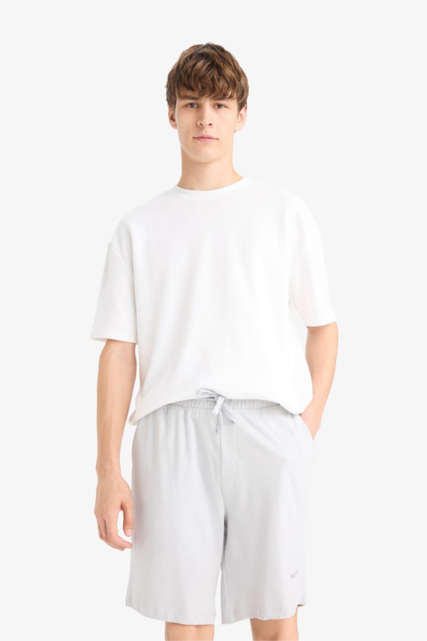 MAN Light Grey Slim Fit Sweatshirt Fabric Shorts