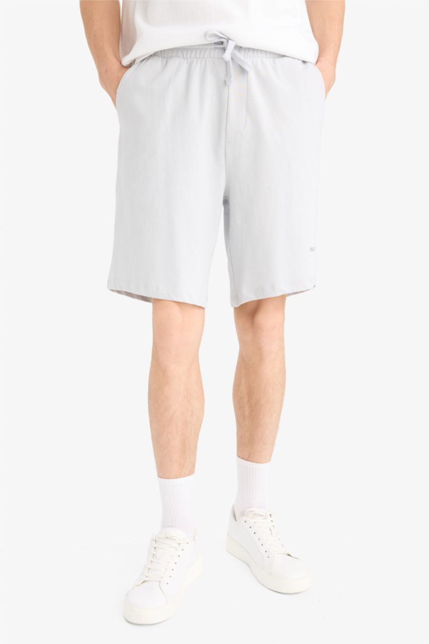 MAN Light Grey Slim Fit Sweatshirt Fabric Shorts