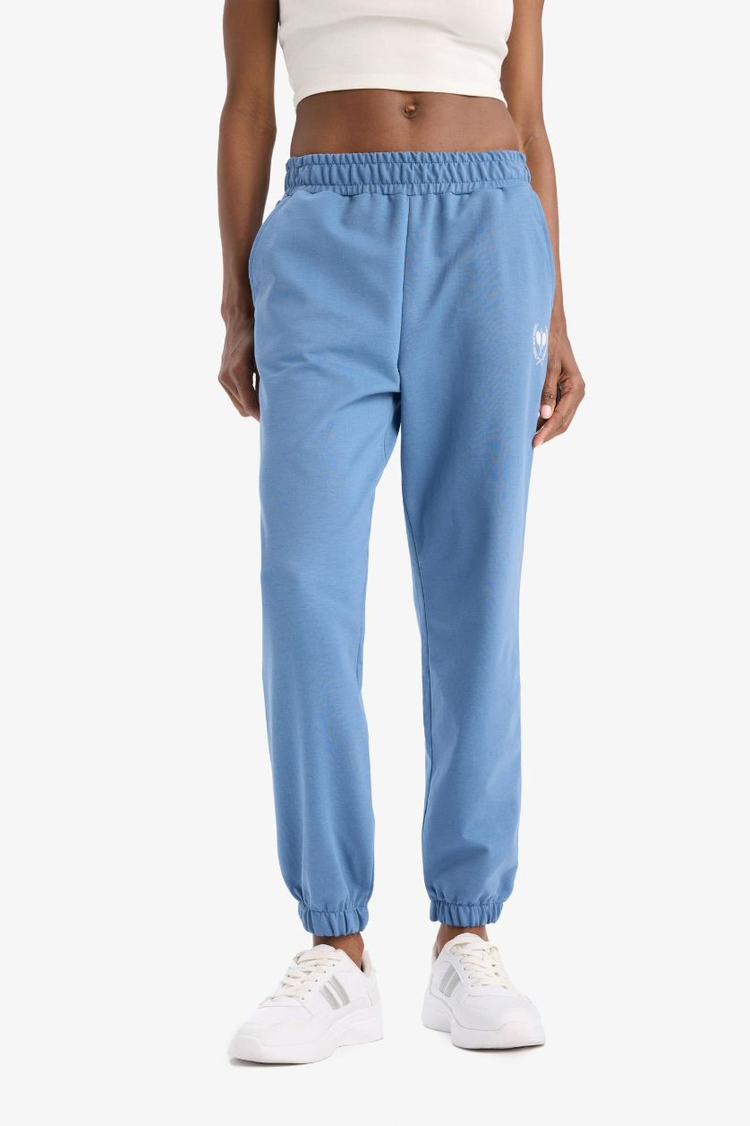 Kadın Açık İndigo Standart Fit Cep Detaylı Sporcu Jogger Eşofman Altı