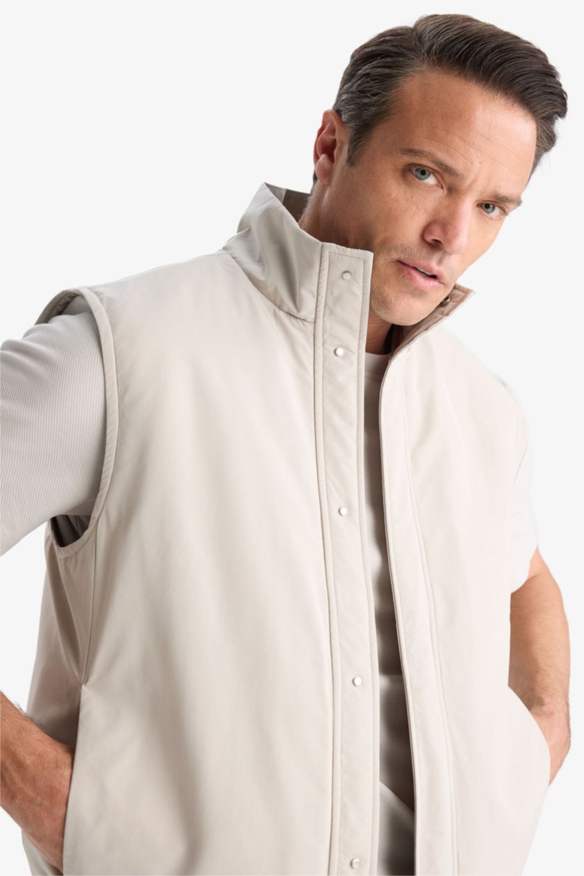 Ерлер Сұр қалыпты пішім биік жаға мақта Жилет