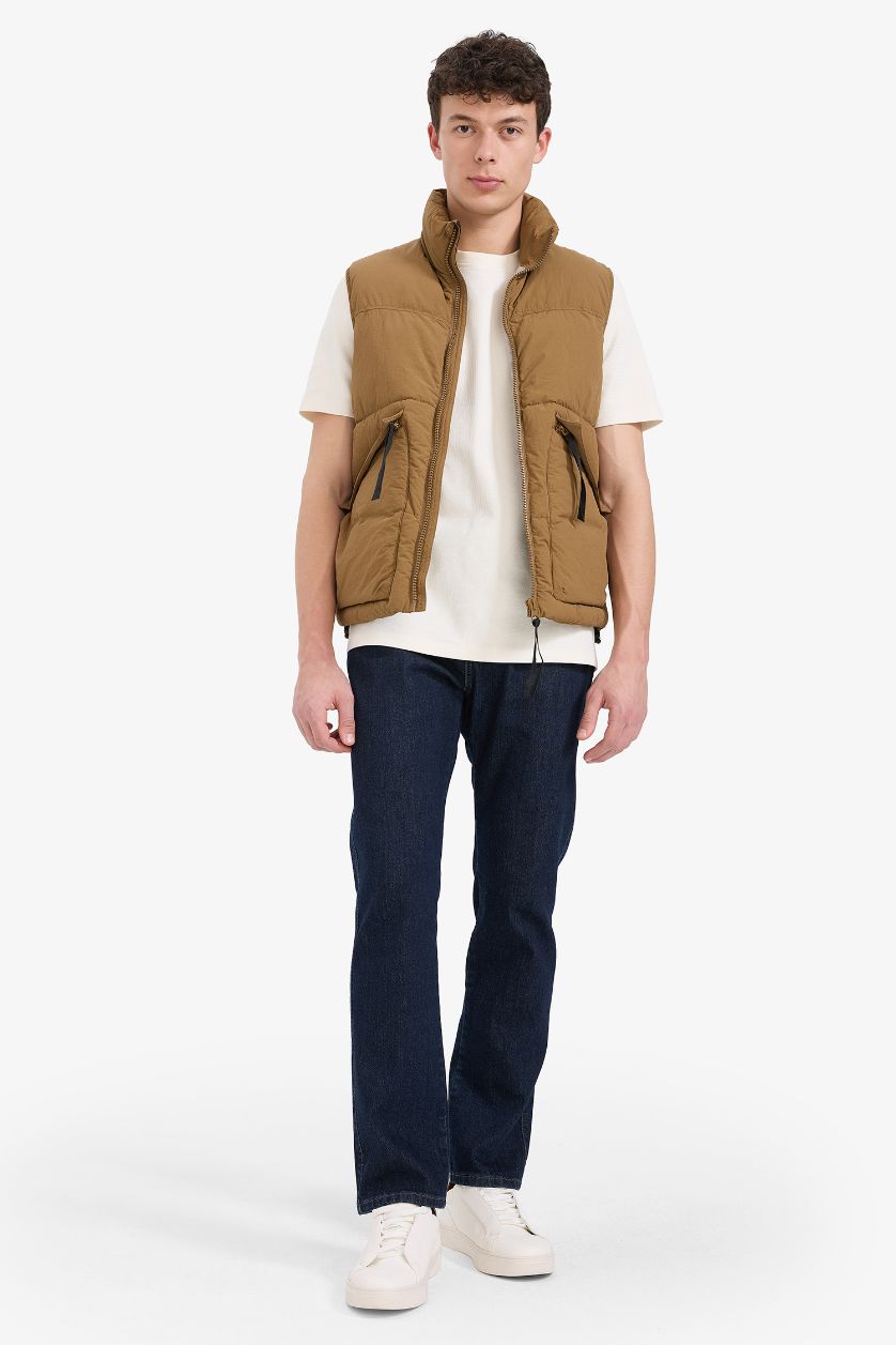 Ерлер Қоңыр қалыпты пішім биік жаға Жилет