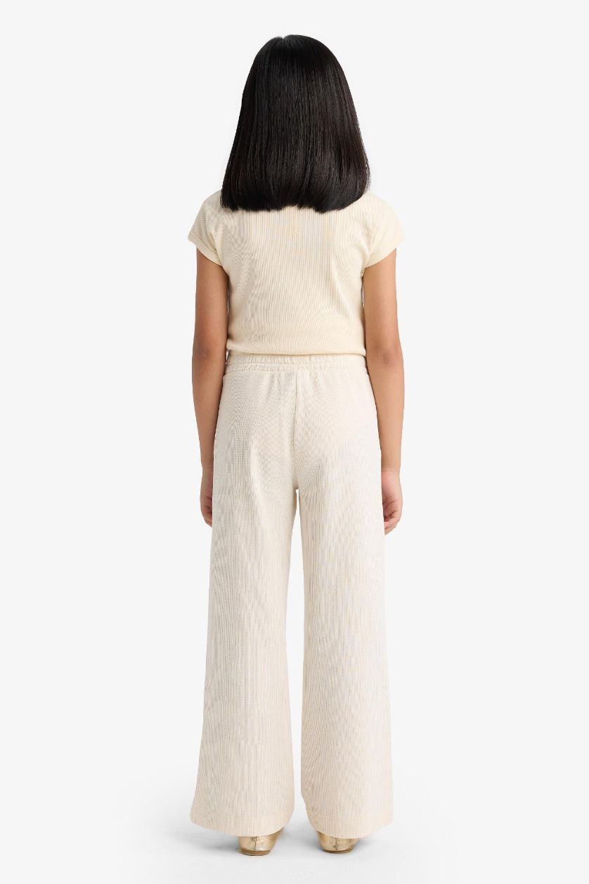 Kız Çocuk - Genç Kız Taş Wide Leg Waffle Cepli Geniş Paça Pantolon Kız Çocuk