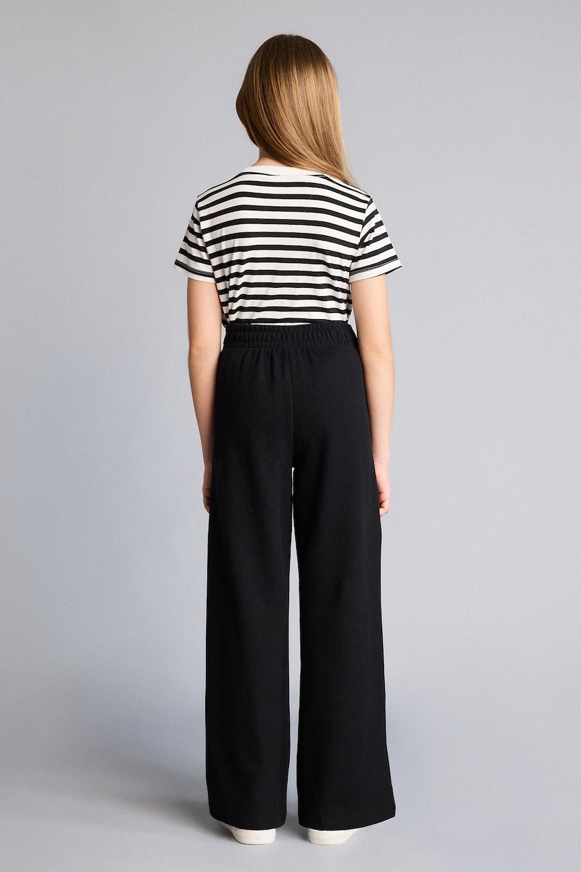 Девочки и подростки Черный Брюки Wide Leg вафельная для девочек