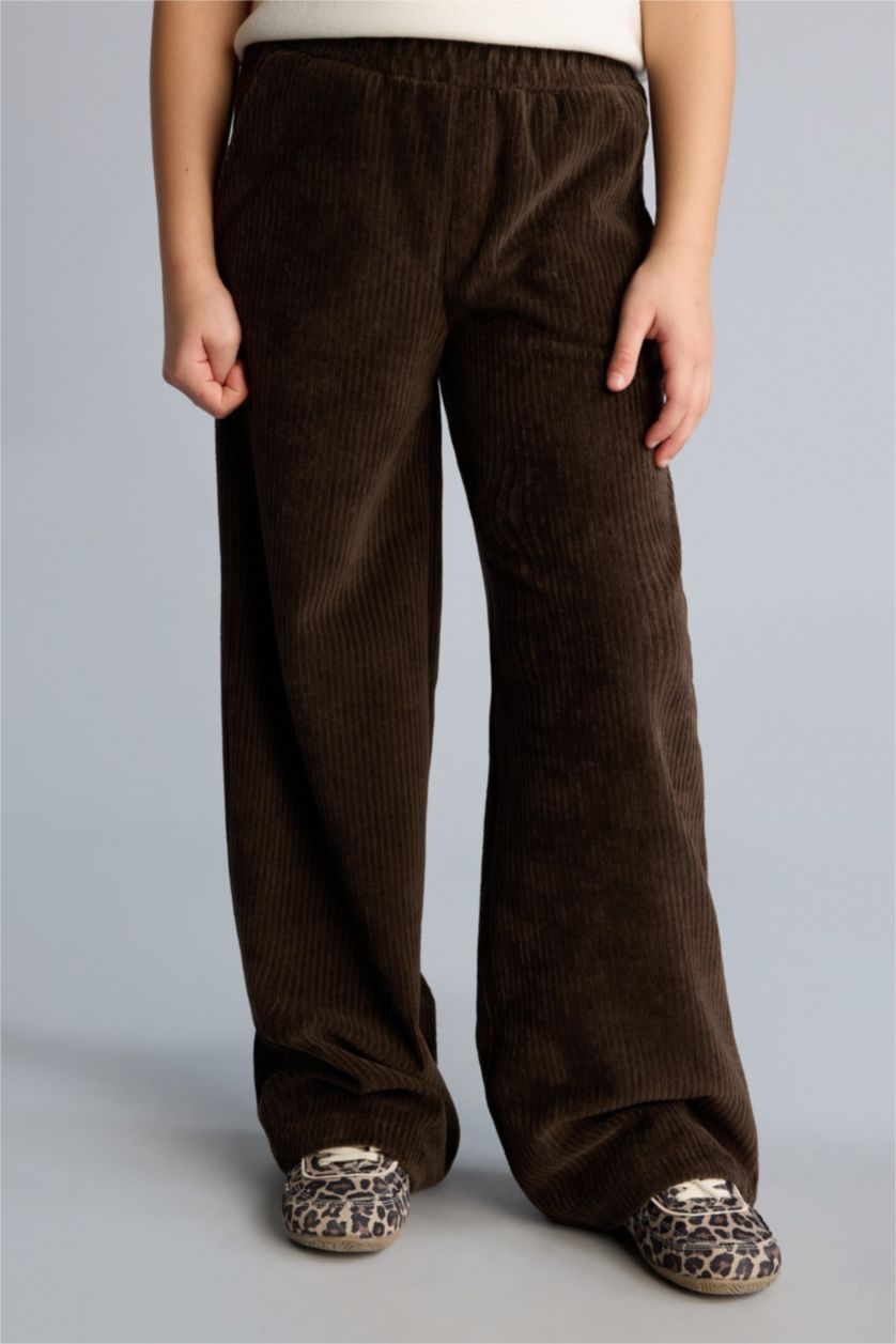 GIRLS & TEENS Brown Girl Wide Leg Corduroy Trousers