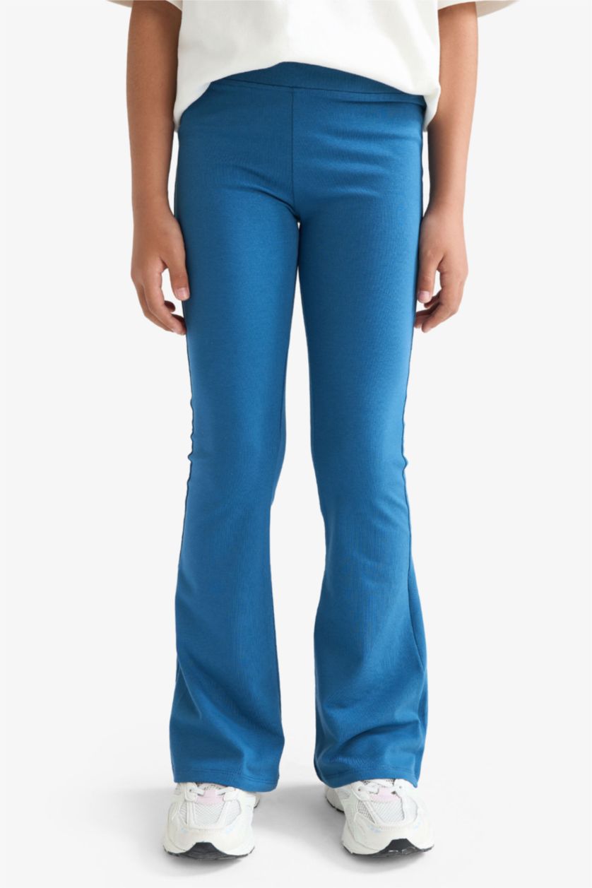 Kız Çocuk - Genç Kız Koyu Mavi Flare Fit Fitilli Kaşkorse Pantolon Kız Çocuk