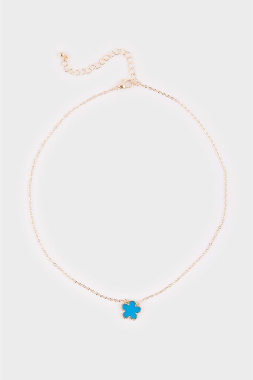 Kadın Mavi Kadın Mavi Yonca Detaylı Kolye