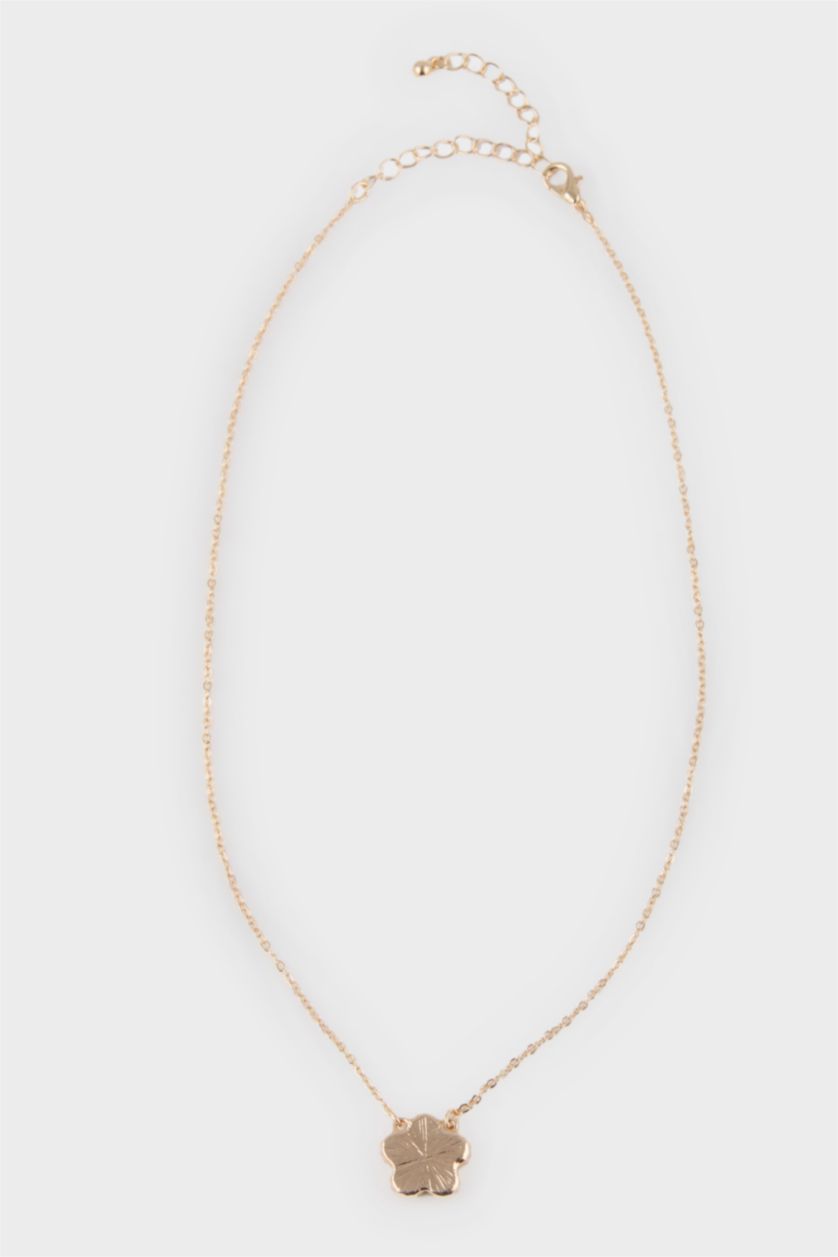 WOMAN Black Woman Black Floral Gold Necklace