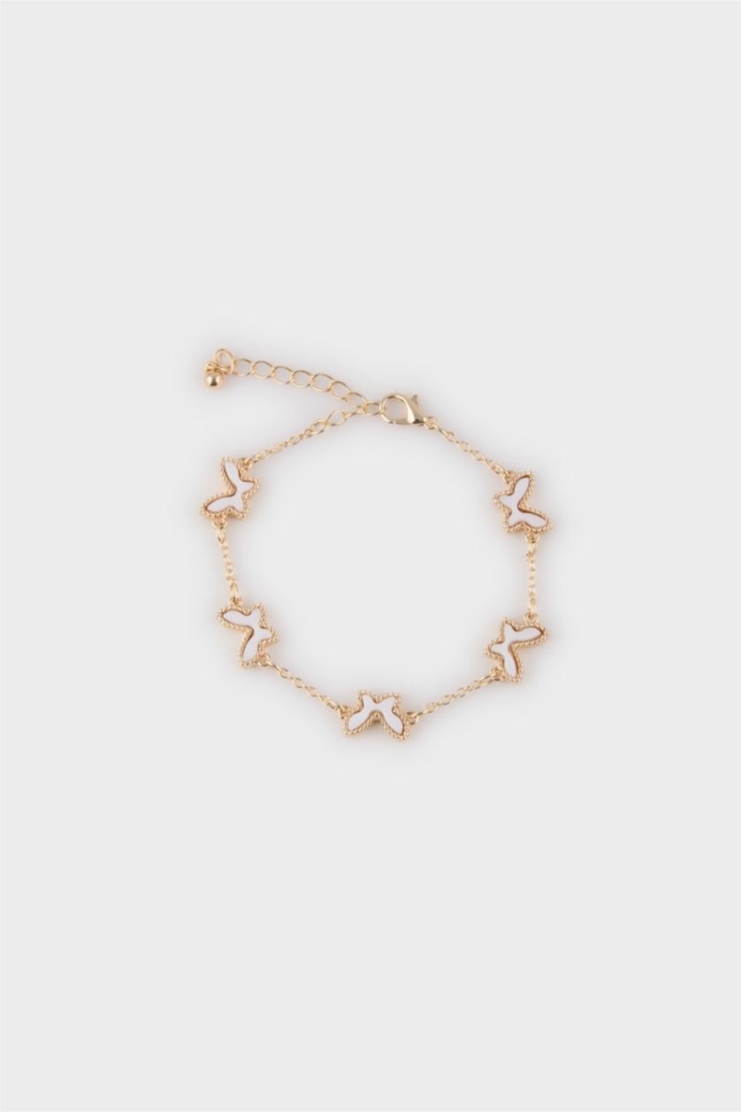 Woman White Woman White Butterfly Gold Bracelet