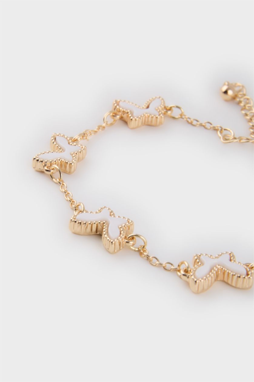 Woman White Woman White Butterfly Gold Bracelet