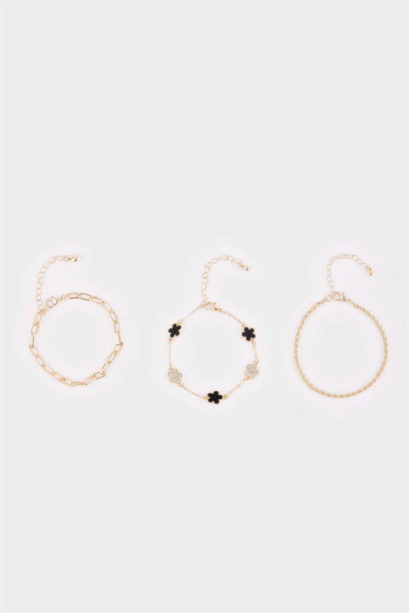 Kadın Siyah Kadın 3'lü Yonca Detaylı Bileklik