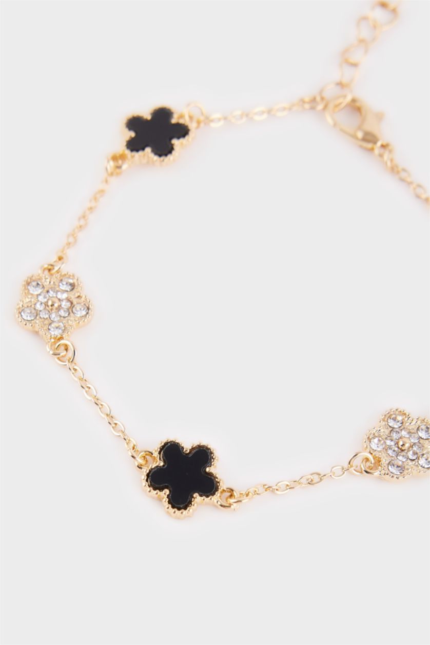 Kadın Siyah Kadın 3'lü Yonca Detaylı Bileklik