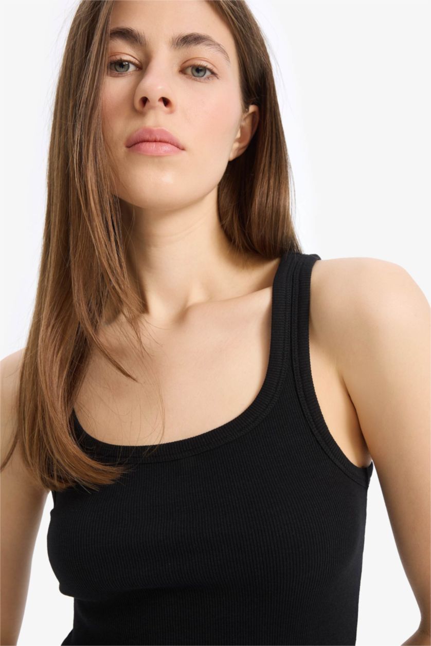 نساء أسود ديباردور سليم عادي مضلع برقبة مستديرة