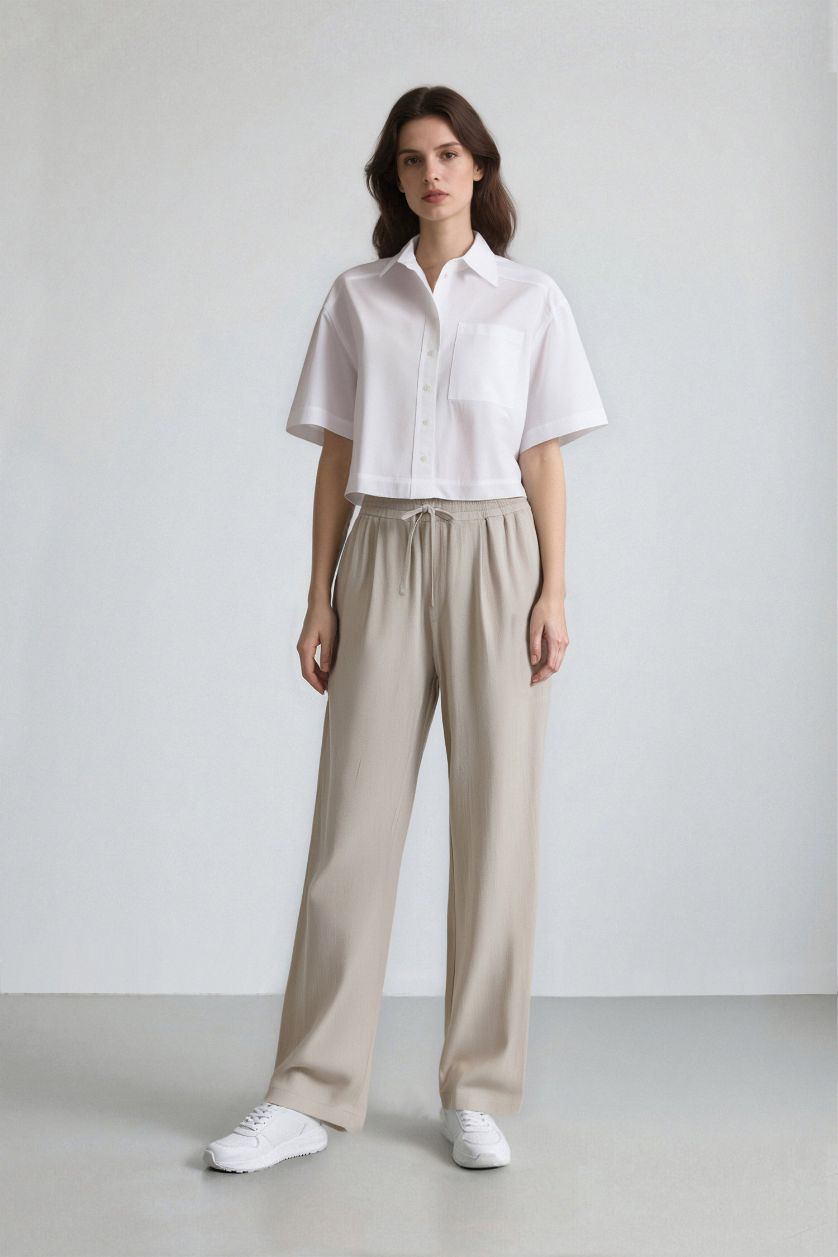 FEMME Blanc Chemise oversize en popeline à manches courtes