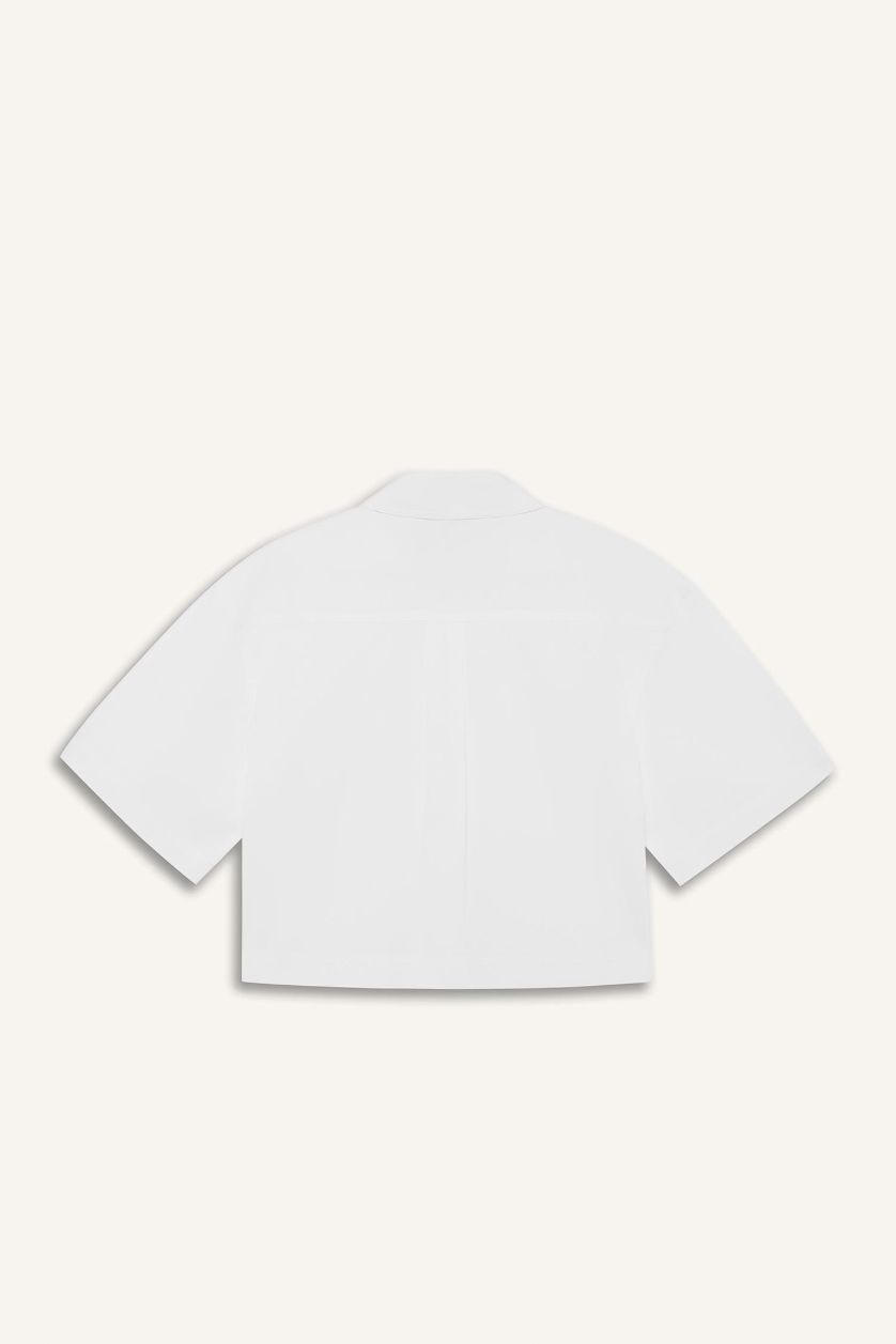 FEMME Blanc Chemise oversize en popeline à manches courtes