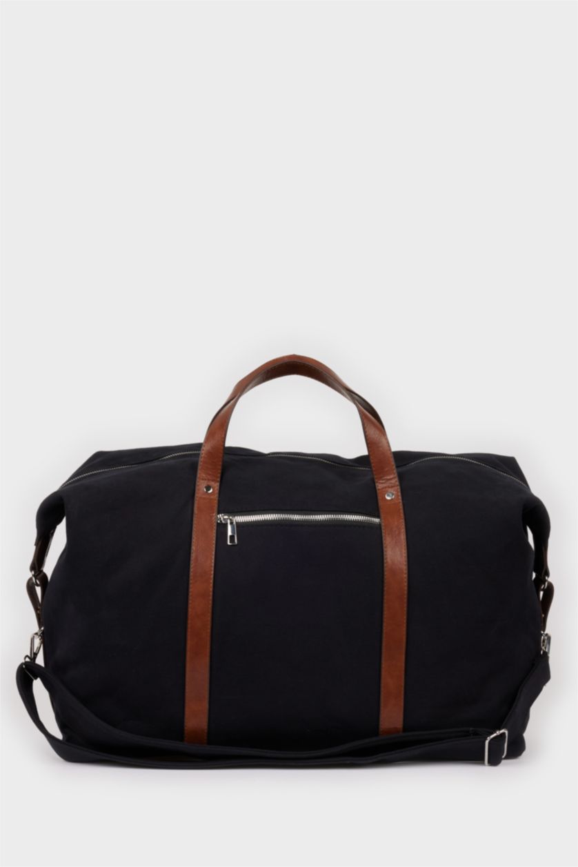 Erkek Siyah Erkek Kanvas Spor Ve Seyahat Çantası