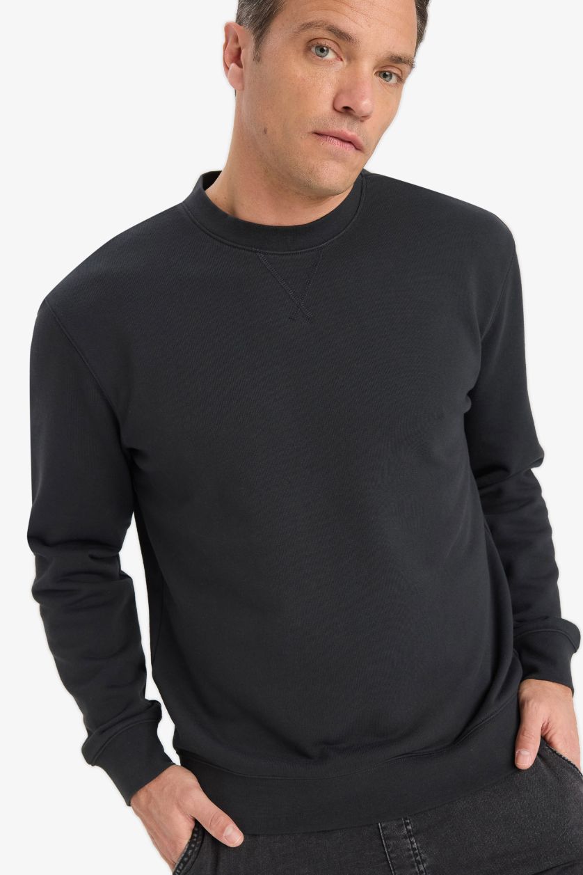 Erkek Antrasit %100 Pamuk Basic Sweatshirt