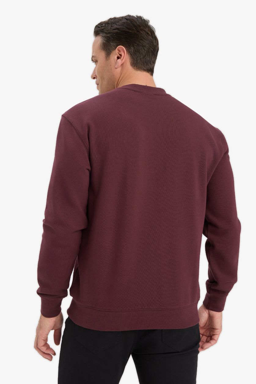 Erkek Bordo %100 Pamuk Basic Sweatshirt